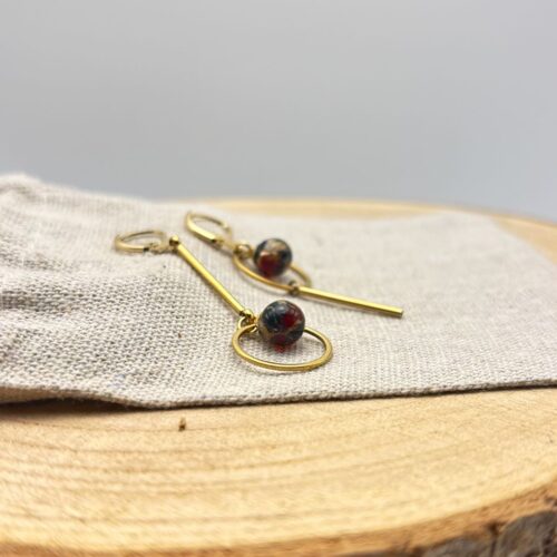 Boucles d'oreilles destructurées "Rouge Bordeaux"