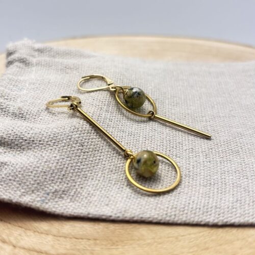 Boucles d'oreilles destructurées "Vert Olive"
