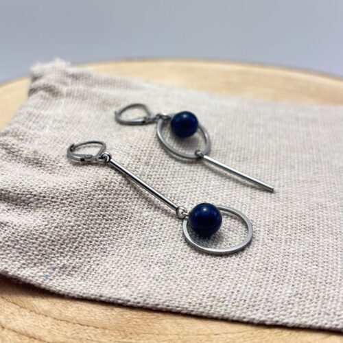 Boucles d'oreilles destructurées "Unis" Bleu Navy