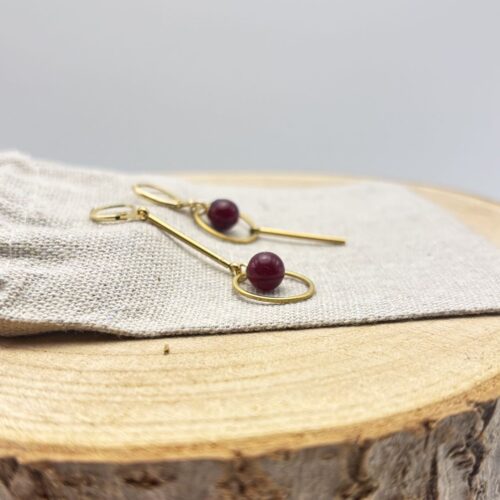 Boucles d'oreilles destructurées "Unis" Rouge Bordeaux