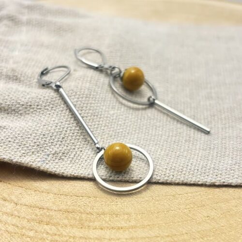 Boucles d'oreilles destructurées "Unis" Jaune Cèdre