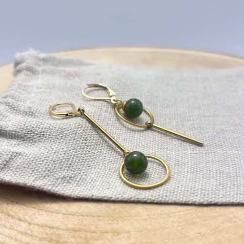 Boucles d'oreilles destructurées "Unis" Vert Olive