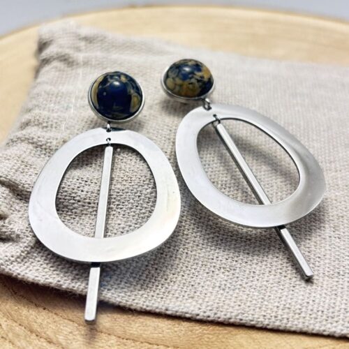 Boucles d'oreilles pendantes "Bleu Navy"
