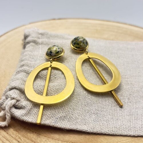 Boucles d'oreilles pendantes "Vert Olive"