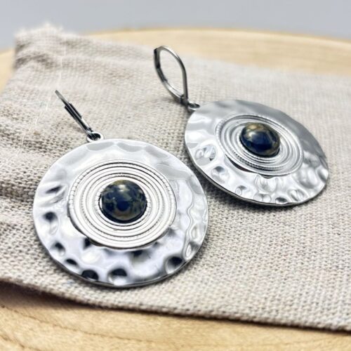 Boucles d'oreilles disques "Bleu Navy"