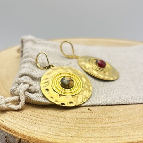 Boucles d'oreilles disques "Rouge Bordeaux"