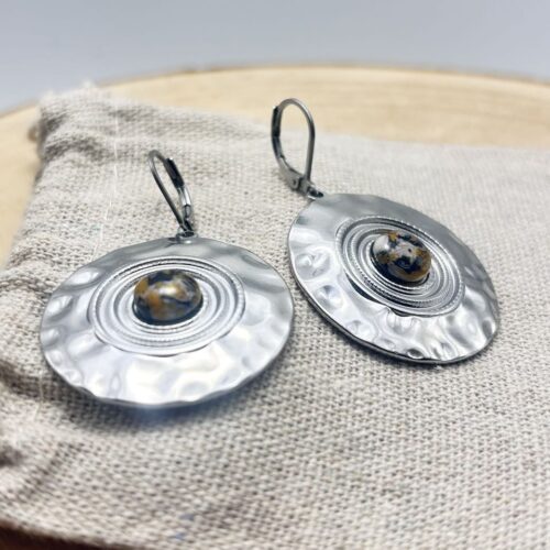 Boucles d'oreilles disques "Jaune Cèdre"