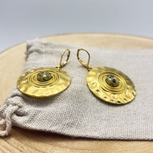 Boucles d'oreilles disques "Vert Olive"