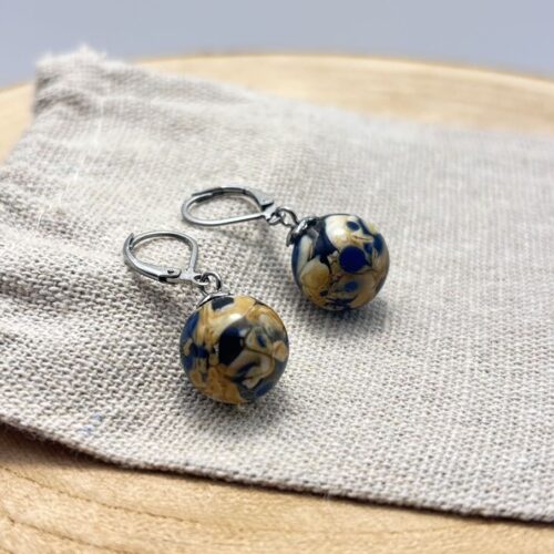 Boucles d'oreilles perles "Bleu Navy"