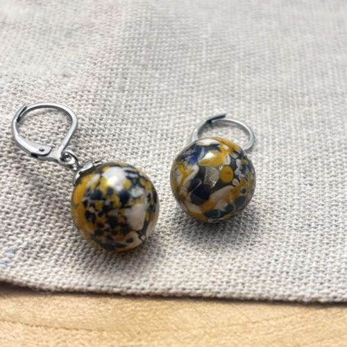 Boucles d'oreilles perles "Jaune Cèdre"