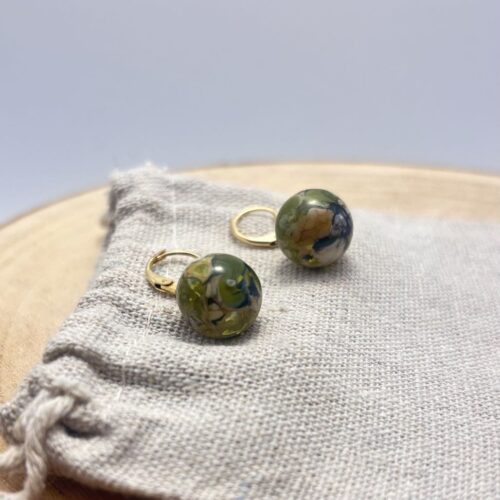 Boucles d'oreilles perles "Vert Olive"