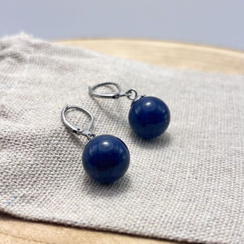Boucles d'oreilles perles "Unis" Bleu Navy