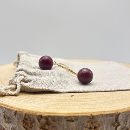 Boucles d'oreilles perles "Unis" Rouge Bordeaux