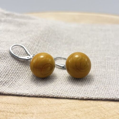 Boucles d'oreilles perles "Unis" Jaune Cèdre