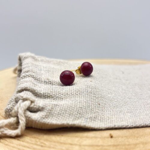 Puces d'oreilles "Unis" Rouge Bordeaux