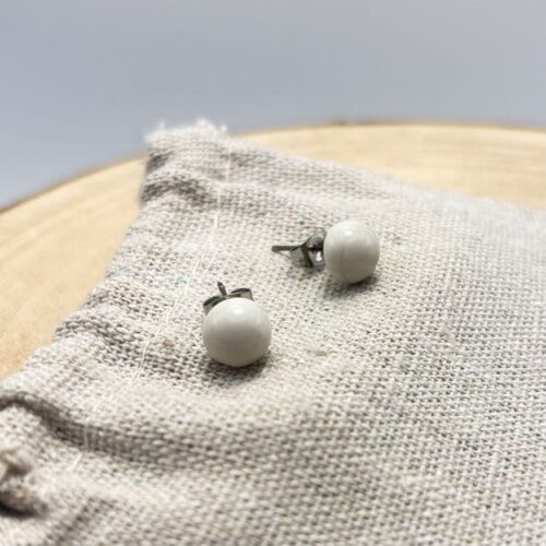 Puces d'oreilles "Unis" Crème Acier