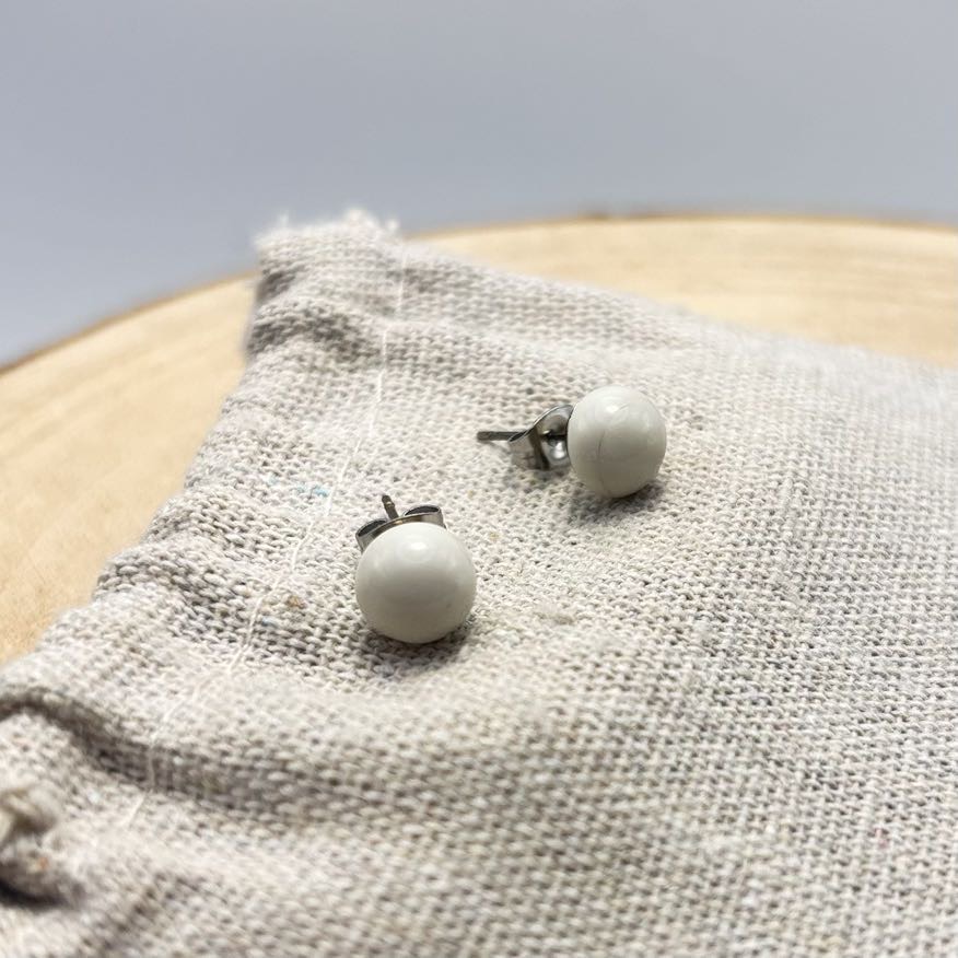 Puces d’oreilles « Unis » Crème Acier