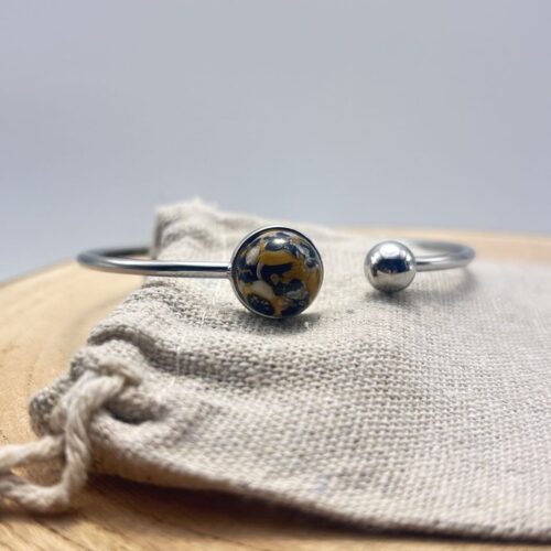 Bracelet jonc cabochon ajustable taille L "Jaune Cèdre"