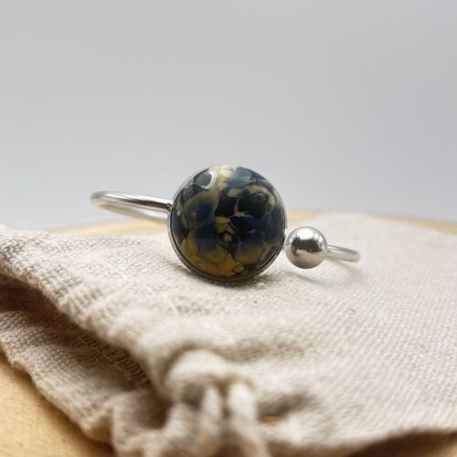 Bracelet jonc plat ajustable "Bleu Navy"