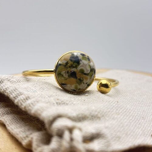 Bracelet jonc plat ajustable "Vert Olive"
