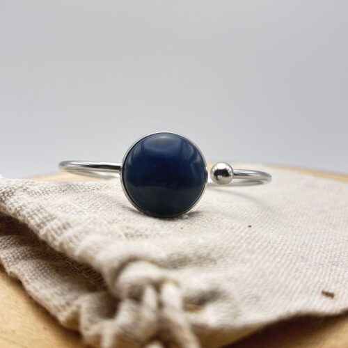 Bracelet jonc plat ajustable "Unis" Bleu Navy