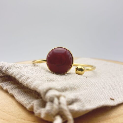 Bracelet jonc plat ajustable "Unis" Rouge Bordeaux