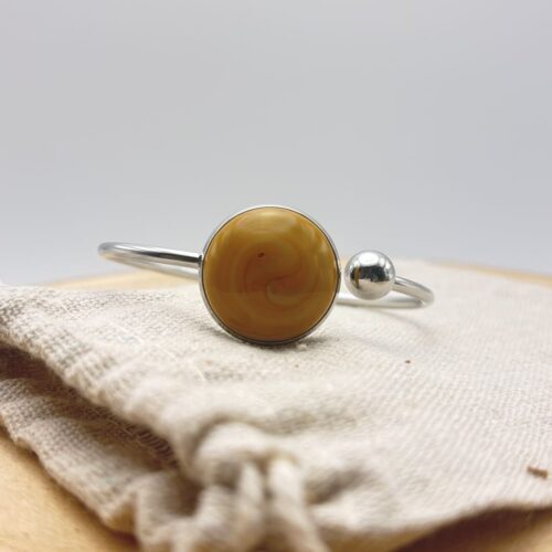 Bracelet jonc plat ajustable "Unis" Jaune Cèdre