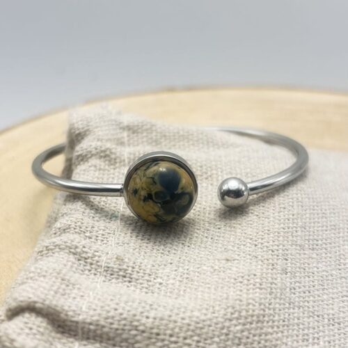 Bracelet jonc cabochon ajustable taille S/M "Bleu Navy"