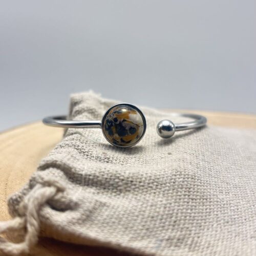 Bracelet jonc cabochon ajustable taille S/M "Jaune Cèdre"