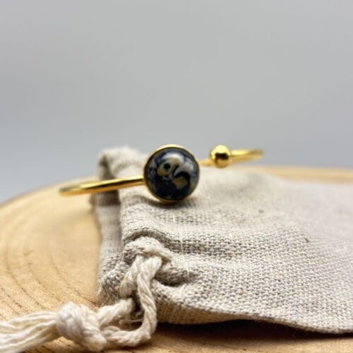 Bracelet jonc cabochon ajustable taille S/M "Intense Doré" - Épuisé