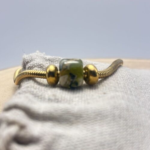 Bracelet Maille serpent "Vert Olive"