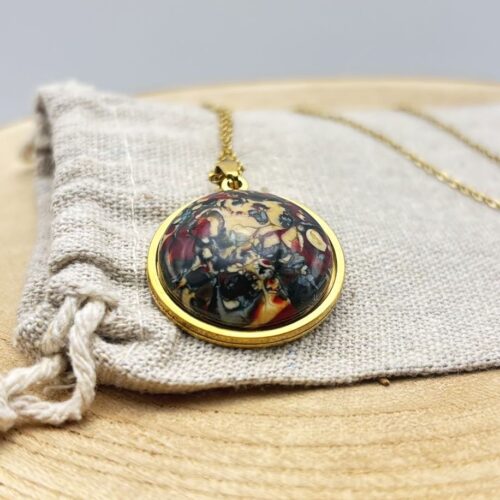 Collier cabochon "Rouge Bordeaux"