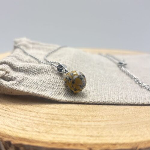 Collier petite perle "Jaune Cèdre"