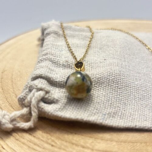 Collier petite perle "Vert Olive"
