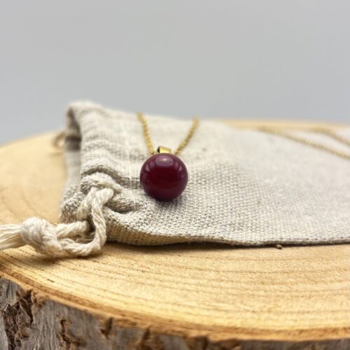 Collier petite perle "Unis" Rouge Bordeaux