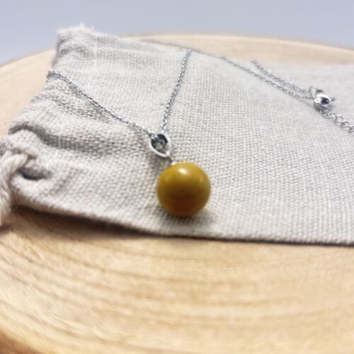 Collier petite perle "Unis" Jaune Cèdre