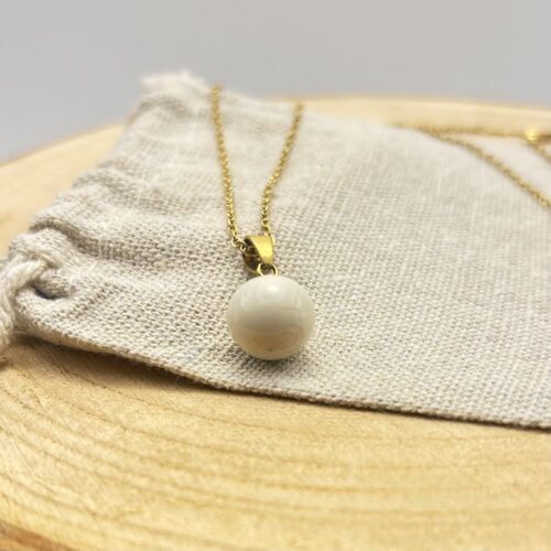 Collier petite perle "Unis" Crème doré