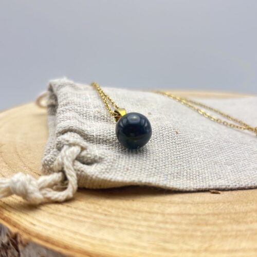 Collier petite perle "Unis" Noir doré