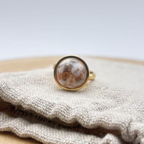 Bague petit cabochon ajustable "Nude"