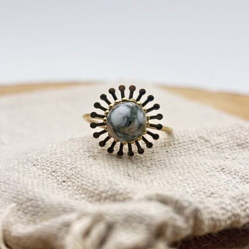 Bague fleur ajustable "Kaki"