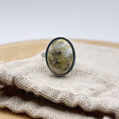 Bague cabochon ovale ajustable "Anis"