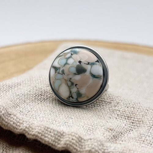 Bague cabochon rond ajustable "Cielo"