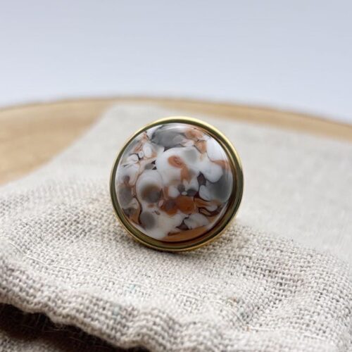 Bague cabochon rond ajustable "Nude"