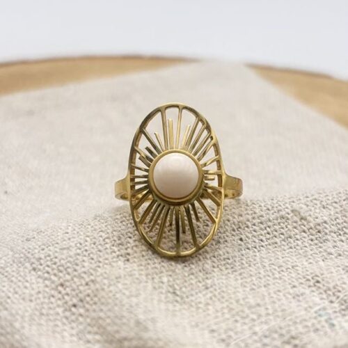 Bague Soleil ajustable "Crème rosé"