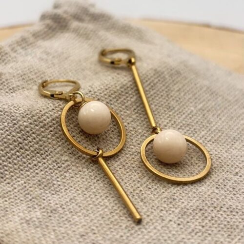 Boucles d'oreilles destructurées "Crème rosé"