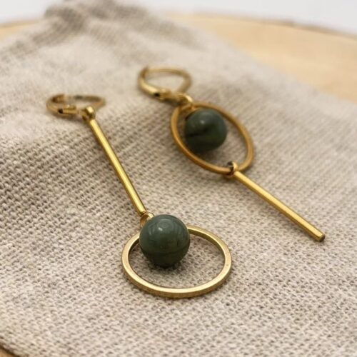 Boucles d'oreilles destructurées "Kaki Uni"