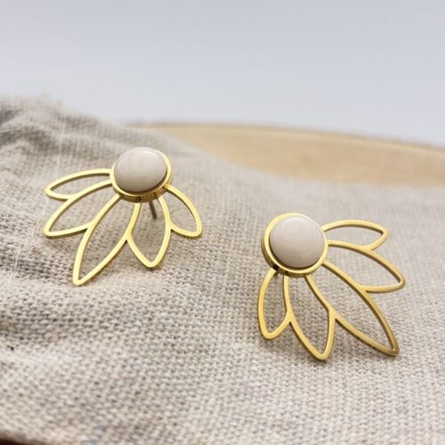 Clous d'oreilles Fleur "Crème rosé"