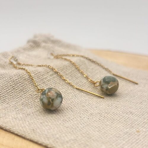 Boucles d'oreilles chaînettes "Kaki"