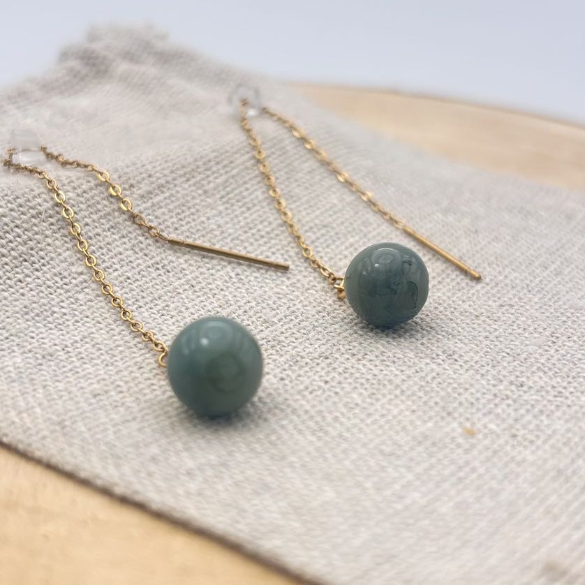 Boucles d&rsquo;oreilles chaînettes « Kaki Uni »