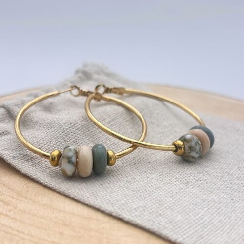 Boucles d'oreilles créoles "Kaki"